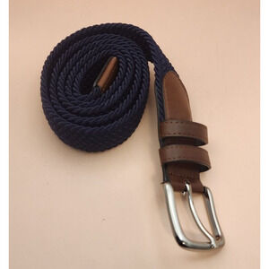 Mens Belt - Braided Stretch Belt for Men 1 1/4"- Navy/Brown - Size 38